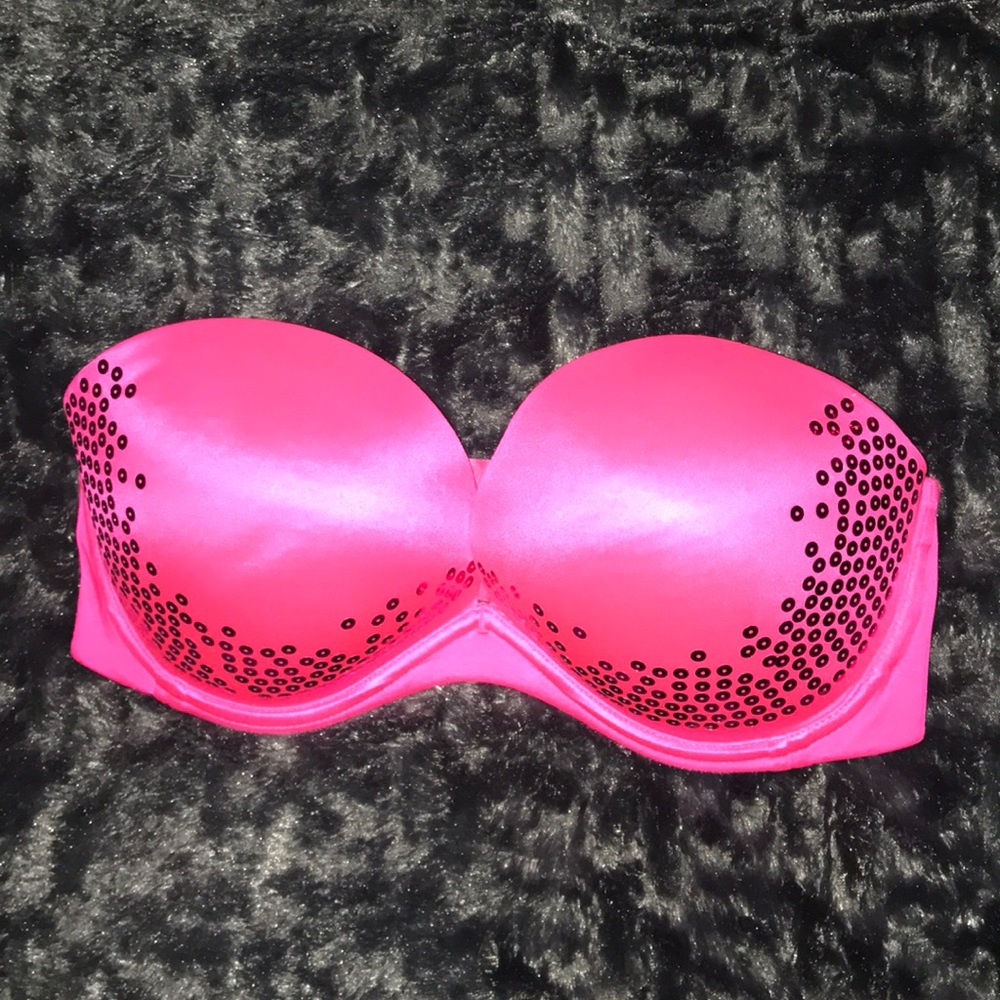 Victoria’s Secret Hot Pink Sequence strapless Bra